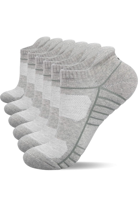 Athletic Running Ankle Socks, Low Cut Cushioned Anti-Blister Tab Sports Socks Men Women 6Pairs