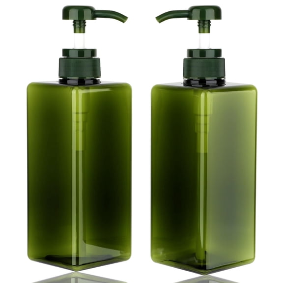 Pump Bottle Dispenser 22oz/650ml 2Pack Square Plastic Lotion Dispenser Empty Lotion Pump Bottle for Essential Oil Lotion