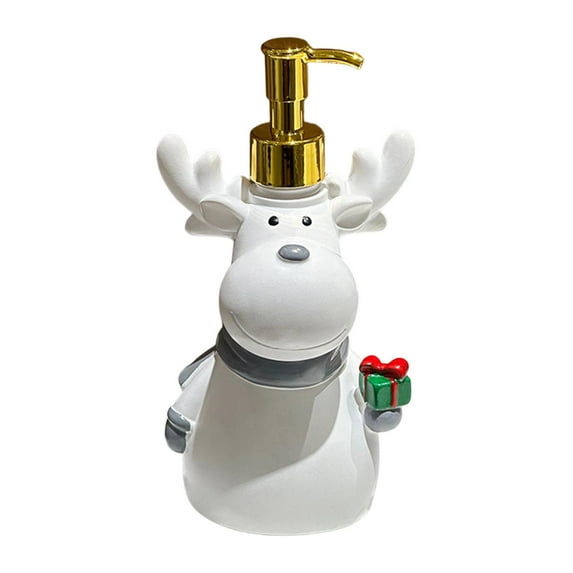 Pump Bottle Soap Dispenser Lotion Container Adorable Elk Resin Construction Christmas Use for Kitchen Bathroom Dorm