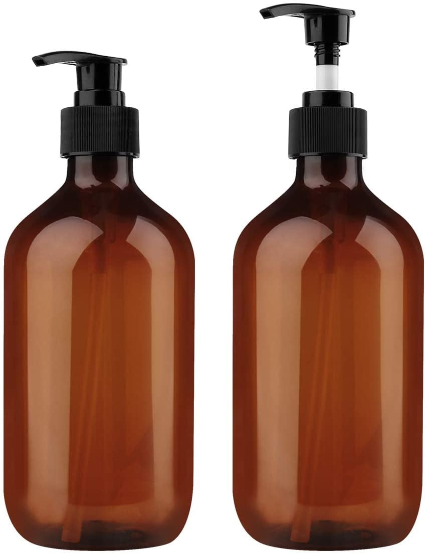 Pump Bottle, Yebeauty 10oz/300ml Empty Plastic Refillable Lotion Soap Shampoo Bottles Dispenser Containers with Pump Multipurpose for Cosmetic Kitchen Bathroom, 2-Pack Brown