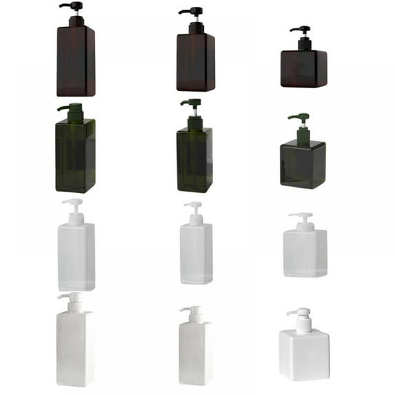 Pump Bottles for Shampoo, Empty Shampoo Pump Bottles, Plastic Rectangular Refillable Bottle Press Type with Lockdown-Leak Proof-Pumps (8/15/22 Ounce)