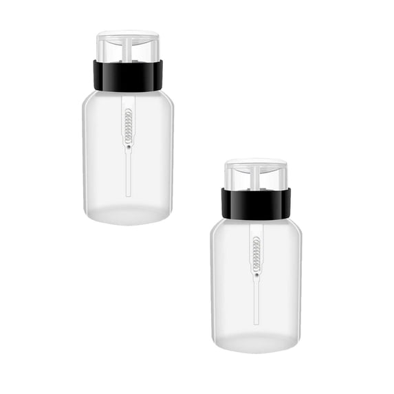 Pump Dispenser Bottle For Nail Polish Remover Push Down Empty Plastic Makeup Remover Liquid Pumping Dispenser Bottle 2PCS, 4.7x2.4 inch, Clear 2Packs