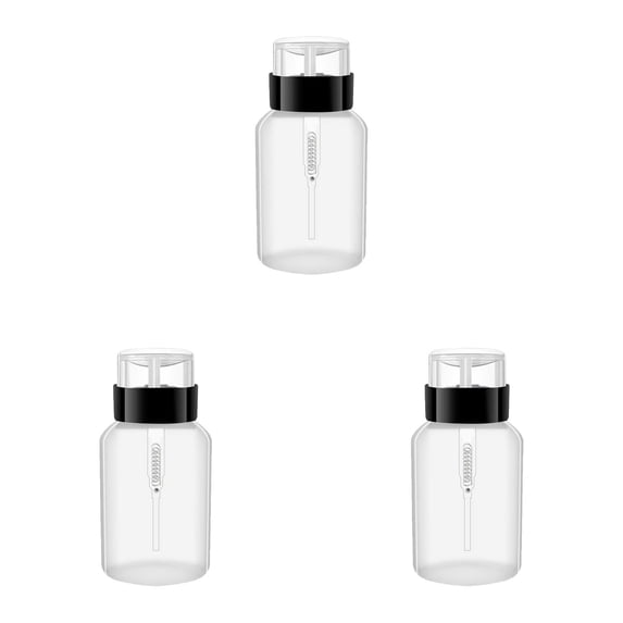 Pump Dispenser Bottle For Nail Polish Remover Push Down Empty Plastic Makeup Remover Liquid Pumping Dispenser Bottle 3PCS, 4.7x2.4 inch, Clear 3Packs