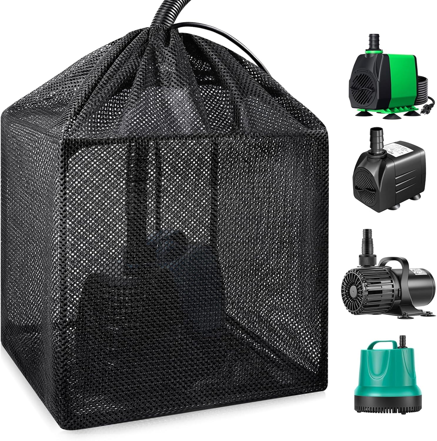 Pump Filter Box, Pond Barrier Bag Large Pump Mesh Bags for Outdoor Water  Ponds Filters, image size:1486x1500