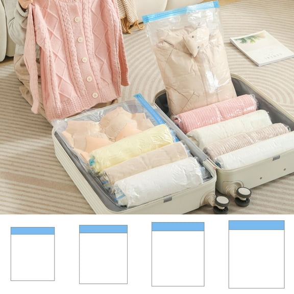 No Pump Hand-Rolled Vacuum Storage Bags, Reusable Space Saver Bags for Clothes Blankets, Travel Storage Bags, Airtight Seal for Quilts Down Jackets, Home Organization, Practical Gift