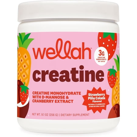 Wellah Creatine for Women (50 Servings, Strawberry Pina Colada) - Creatine Monohydrate with Dandelion & Cranberry Extract