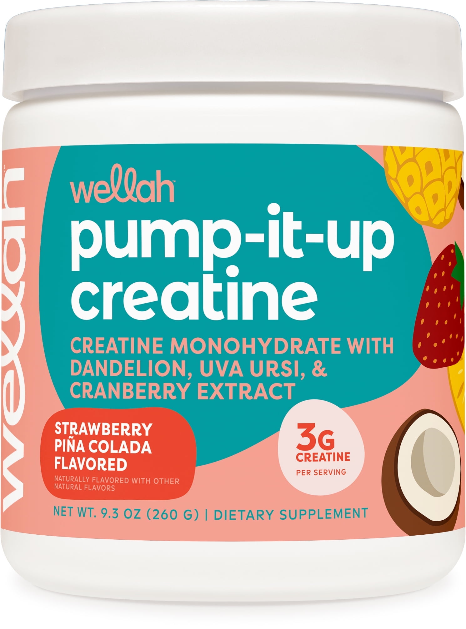 Pump-It-Up Creatine (50 Servings, Strawberry Pina Colada) - Creatine Monohydrate with Dandelion, Uva Ursi, & Cranberry Extract