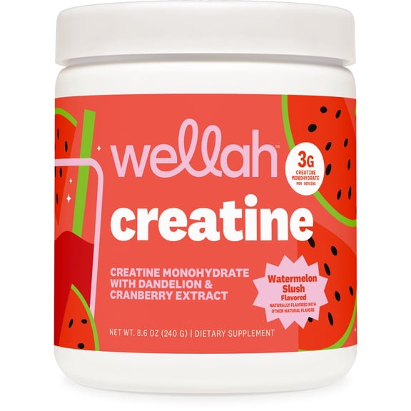Wellah Creatine for Women - Creatine Monohydrate with Dandelion & Cranberry Extract (50 Servings, Watermelon Slush)
