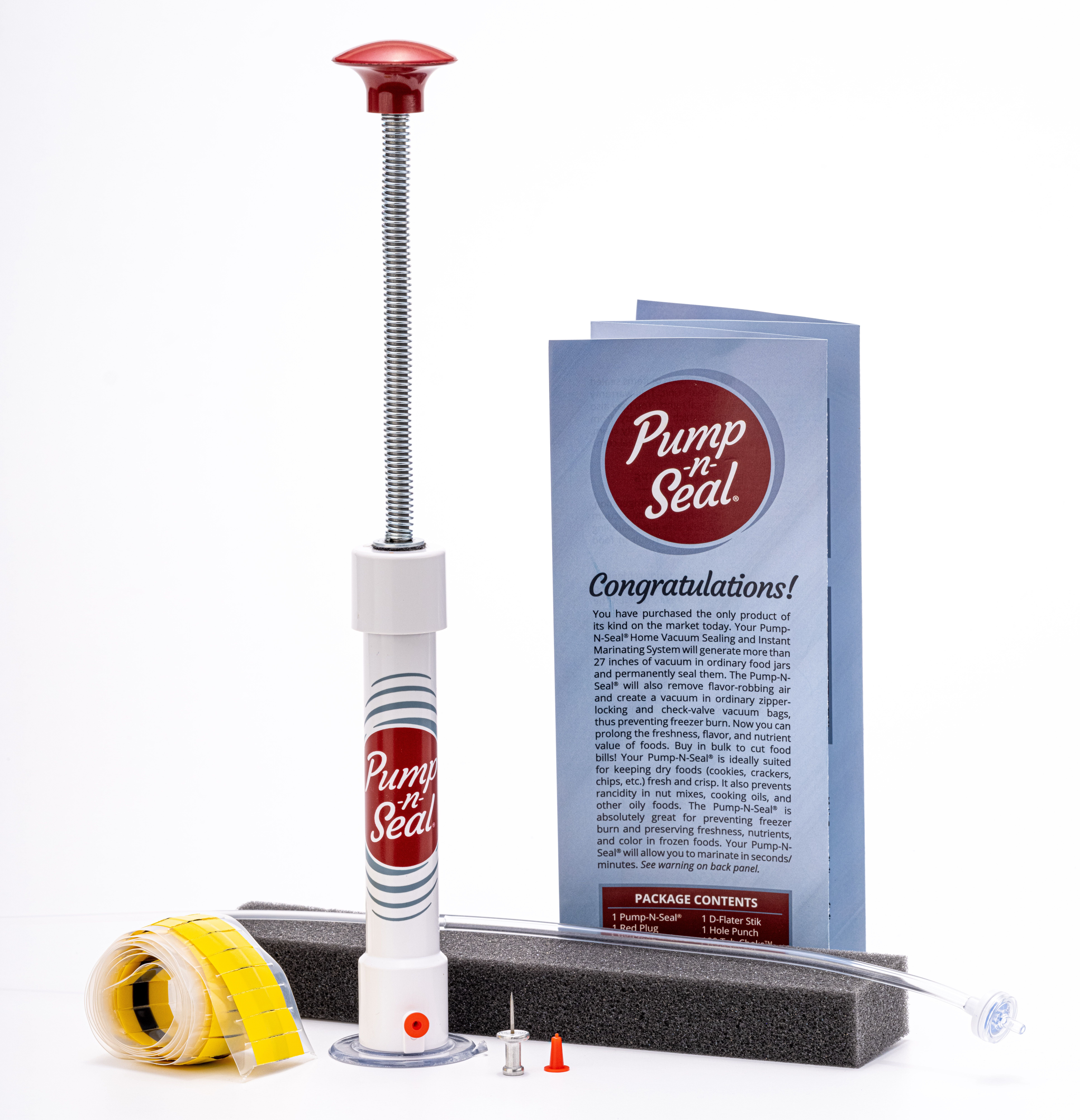 Pump-N-Seal Package #1, Food Vacuum Sealing System, Vacuum Seal Mason Jars, Bags, Bowls & More