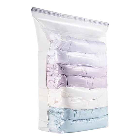 No Pump Needed Vacuum Storage Bags, Reusable Airtight Compression Bags, Heavy Duty Double Zipper Space Saver Organizer for Clothes Quilts Bedding Home Travel Storage B