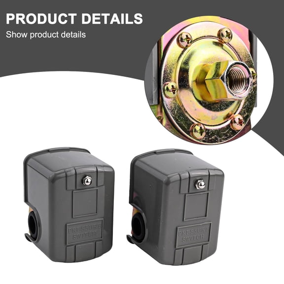 Pump Pressure Control Switch 110V-230V, Adjustable 20-80PSI Water Pressure Switch for Well Pump, Self-Priming & Garden Pumps, 1/4" Internal Thread, Metal & Plastic Construction, IP20 Rated