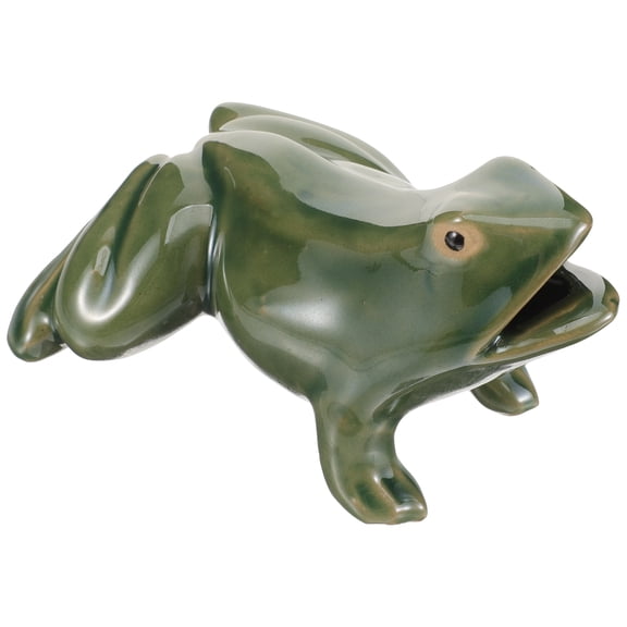 Ceramic Frog Water Spout Fountain for Garden Pond, Outdoor Patio Decor, Relaxing Water Feature Ornament