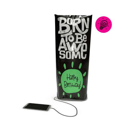 Pump Up Your Greetings! 22in Birthday Pop Up Greeting Card Balloon– LED, Android Powered (Black)