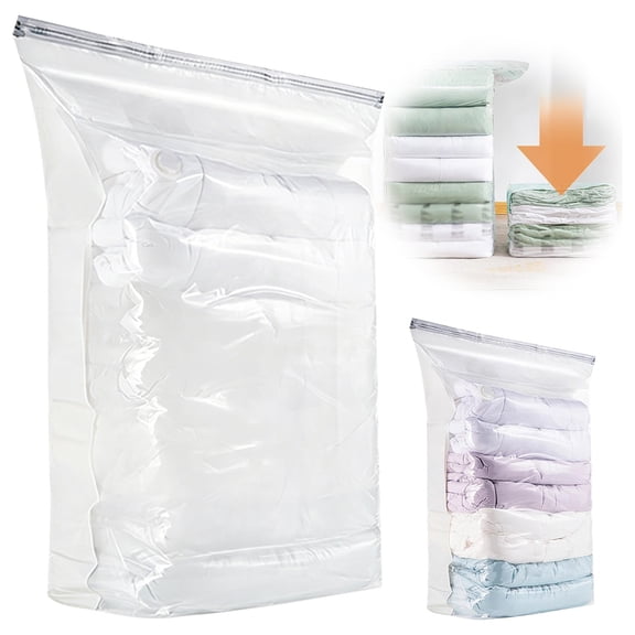 No Pump Vacuum Storage Bags,31.5"X39"X15" Reusable Self Seal Clothes Vacuum Seal Bags, Space Saving Air Compression Closet Organizer Bags, Clear Plastic Storage Pouches for Blankets Organization