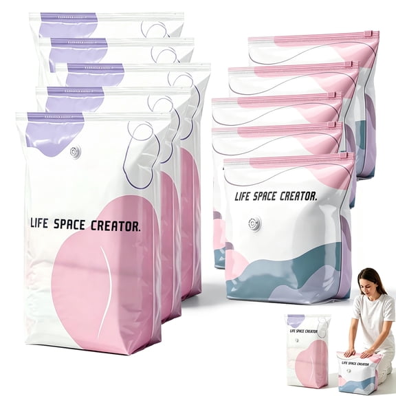 No Pump Vacuum Storage Bags Large Capacity Compression Storage Bags Reusable Vacuum Seal Bags for Clothes Blankets Comforters Bedding Travel Space Saving Organizer Bags