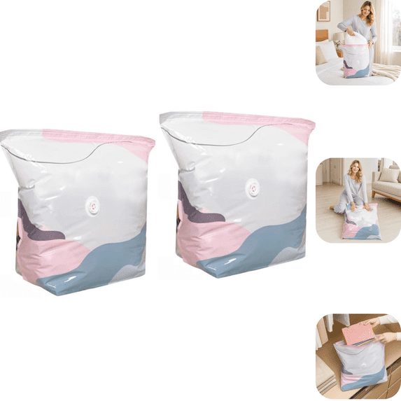 No Pump Vacuum Storage Bags – Press And Seal Large Vacuum Storage Compression Bags, Keeps Clothes Dry & Dust‑free, No Pump 3D Vacuum Storage Bag for Bulky Bedding & Off‑Season Gear (2, Medium)