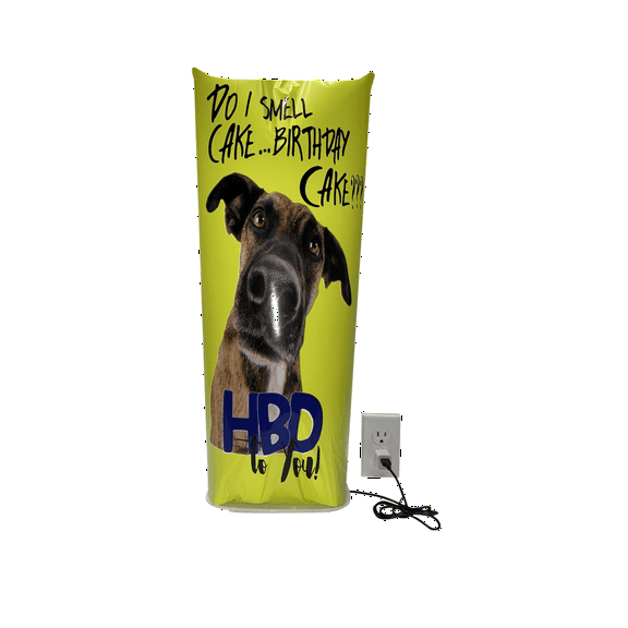 Pump up Your Greetings! 24in Birthday Dog Pop-up Greeting Card Balloon - USB Powered, Envelope Included (Yellow)
