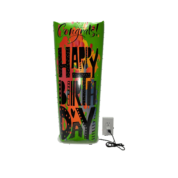 Pump up Your Greetings! 24in Birthday Pop-up Greeting Card Balloon - USB Powered, Envelope Included (Green)