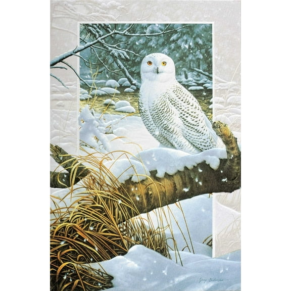 Pumpernickel Press Embossed Christmas Greeting Cards Boxed Set – Snowy Owl, 16 Count