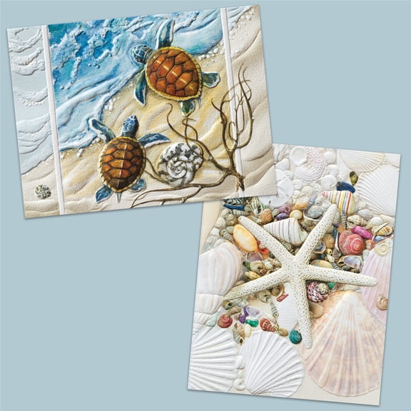 Pumpernickel Press Embossed Small/Petite Blank Note Card Set - Turtles 7 Shells, 18 Count. Made in USA