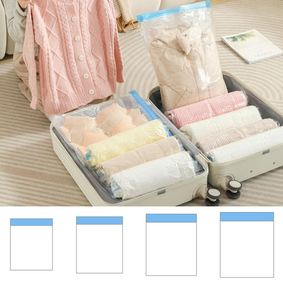 No Pumping Vacuum Sealing Bag, Hand-rolled Compression Storage, Quilt Clothes, Down Jacket, Underwear, Travel Special Bag, Space Saver, Lightweight, Organizing Travel Essentials | Reusable, Durable