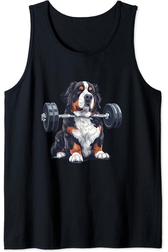 Pumping Weight Lifting Bernese Mountain Dog Tank Top Size S-3XL
