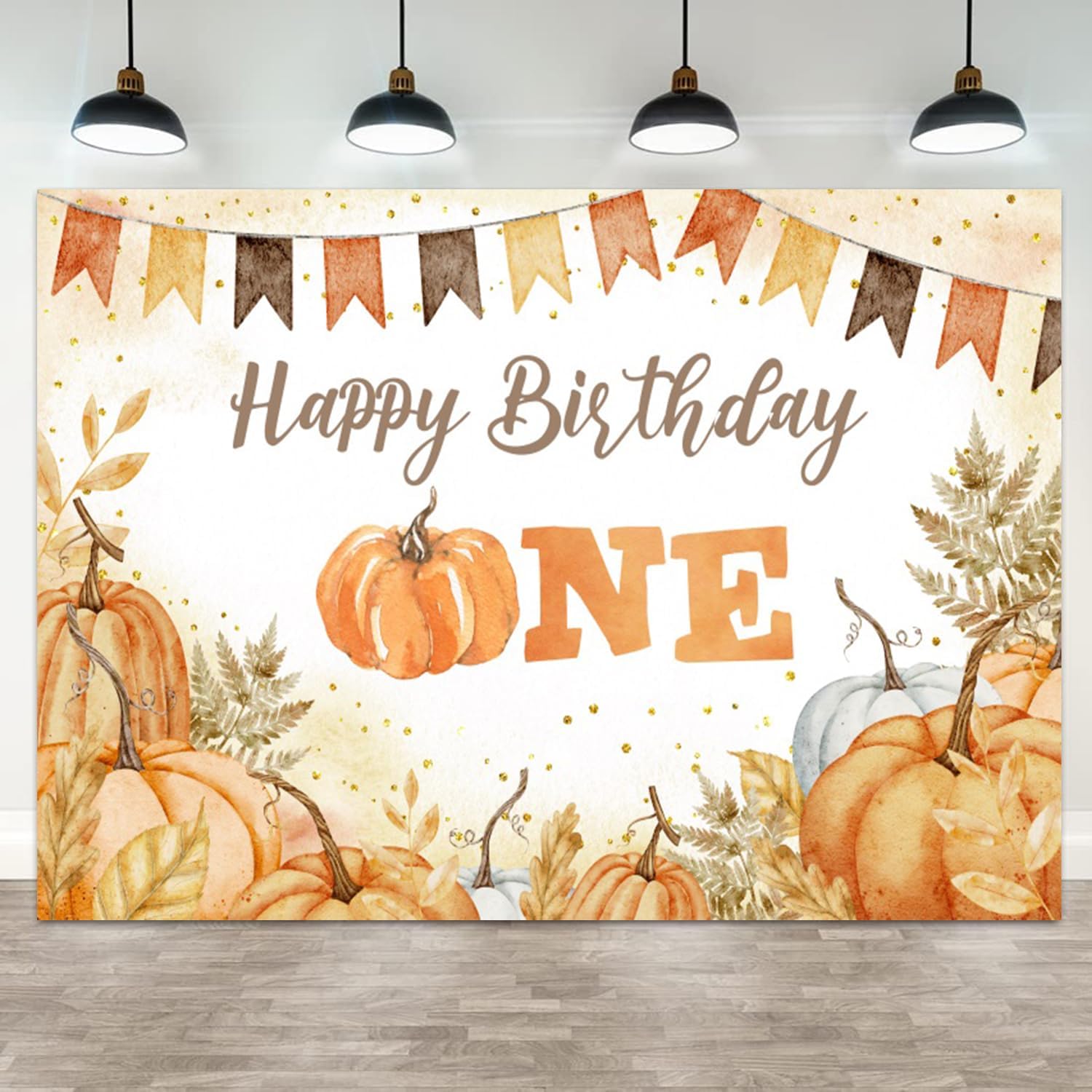 Striscione dorato glitterato Our Little Pumpkin is One Banner Pumpkin One Birthday Banner per Little Pumpkin 1 ° compleanno decorazioni per feste