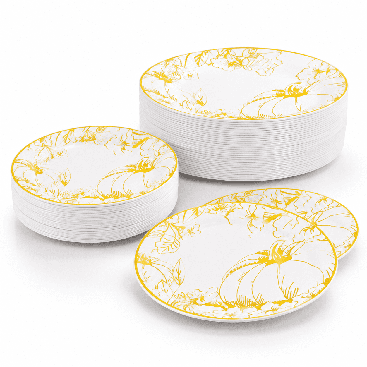 Pumpkin 60 Count Thanksgiving Party Plates Set, 10.63 Inch Dinner and 7 ...