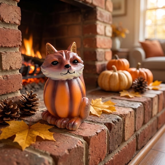 Pumpkin Animals Resin Figurines Fox And Turtle Sculptures, Halloween Decorative Ornament