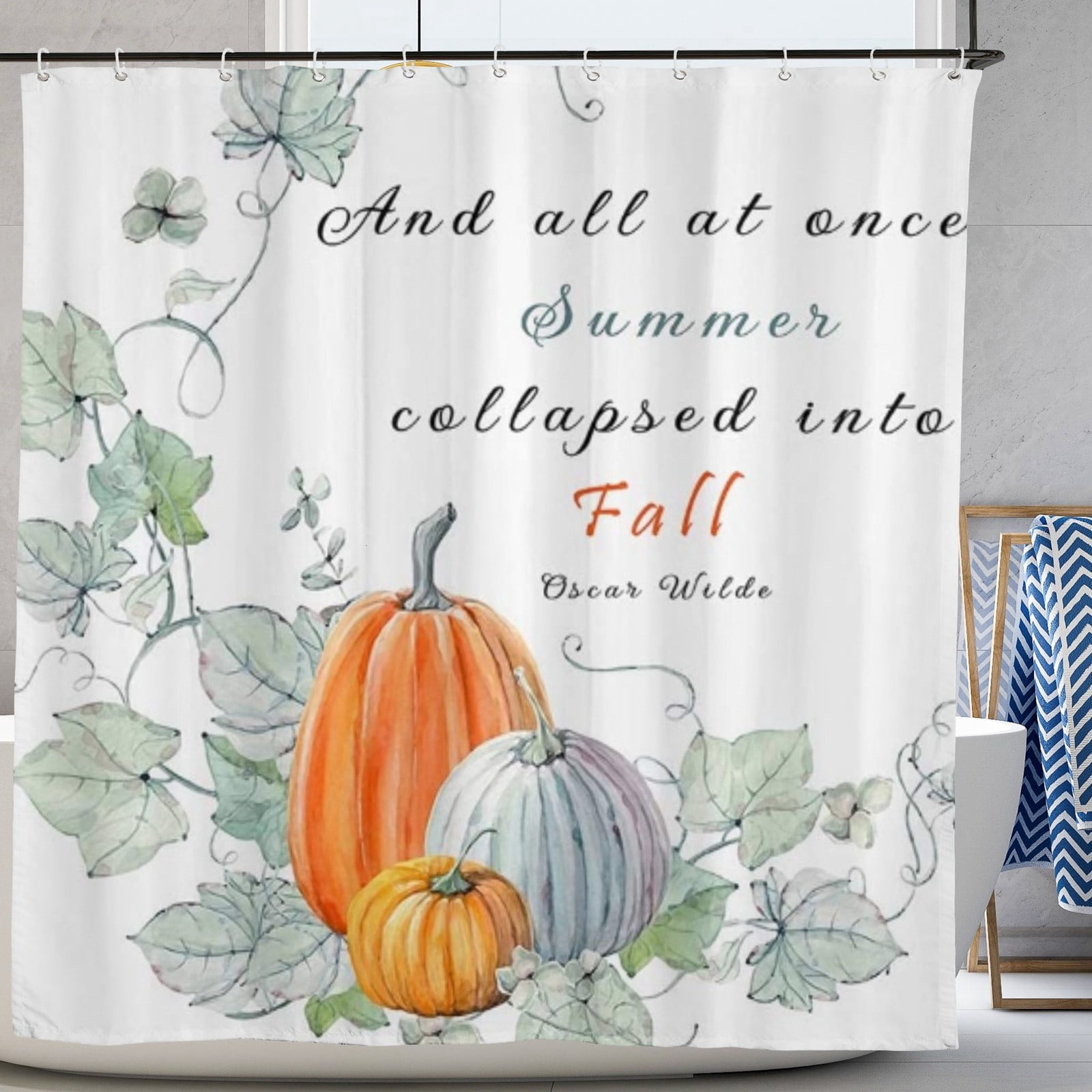 Thanksgiving Turkey Shower Curtain - 72x72 Inch Waterproof, Farmhouse Fall Decor With 12 Hooks
