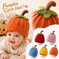 thumbnail image 1 of Pumpkin Baby Hat for Babies Knitted Cute Warm Halloween Beanies Winter Hat Costume Photo Props, 1 of 7