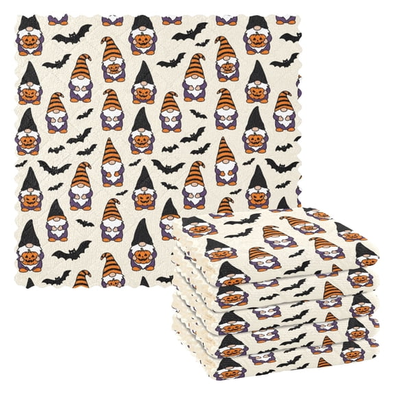 Pumpkin Bat Kitchen Cloth Dish Towels for Drying Washing Absorbent Dish Rags Reusable soft kitchen dishcloth set 6 Pack