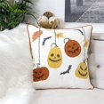 thumbnail image 1 of Pumpkin Bat Velvet 20"x20" White Throw Pillow with Insert, 1 of 3