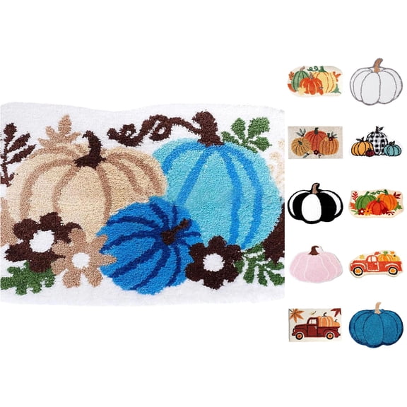Pumpkin Bathroom Rug Non Fall Decor Mat 60x40cm Soft Absorbent Carpet for Kitchen Bedroom and Autumn Holiday Themed Spaces