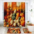 thumbnail image 1 of Pumpkin Bathroom Sets with Shower Curtain and Rugs and Accessories,Autumn Fall Halloween Shower Curtain Sets, Thanksgiving Vintage Orange Shower Curtains for Bathroom Decor 4 Pcs, 1 of 6