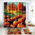thumbnail image 1 of Pumpkin Bathroom Sets with Shower Curtain and Rugs and Accessories,Autumn Fall Halloween Shower Curtain Sets, Thanksgiving Vintage Orange Shower Curtains for Bathroom Decor 4 Pcs, 1 of 6