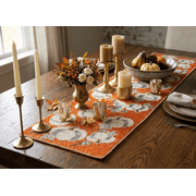 Pumpkin Beaded Table Runner, Fall Harvest Table Runner, Halloween Dining Table Topper 13X36 Inches