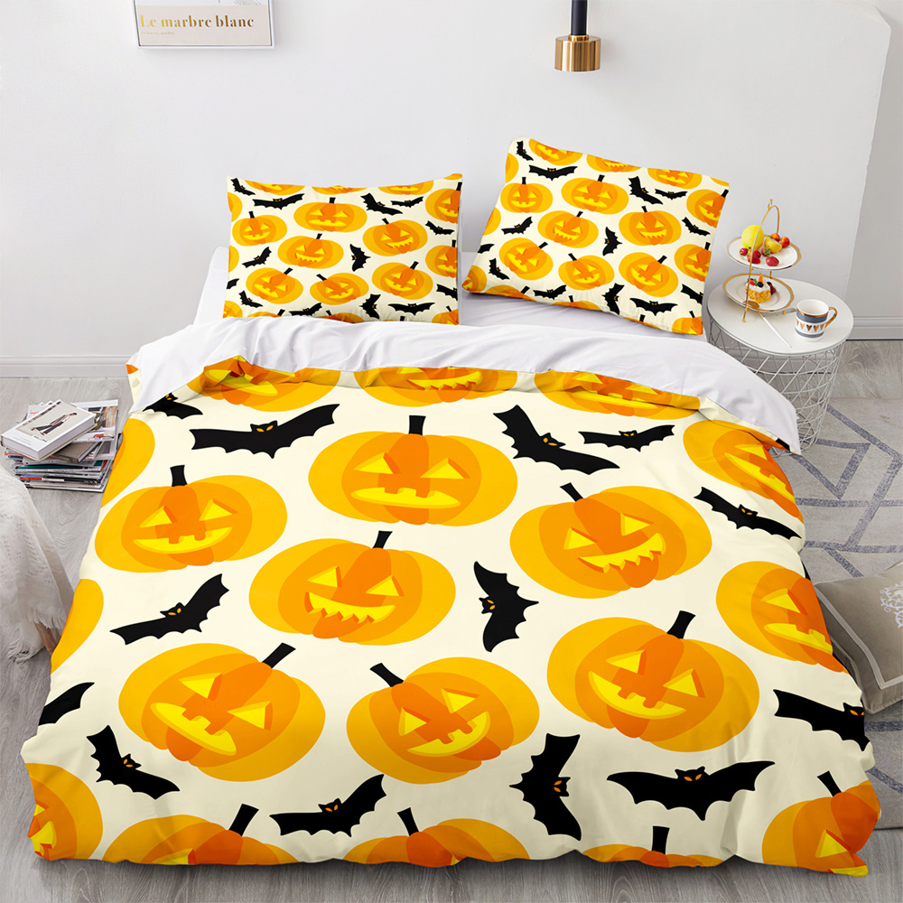 Pumpkin Bedding Set Twin Size,Halloween Duvet Cover for Women Men Kids