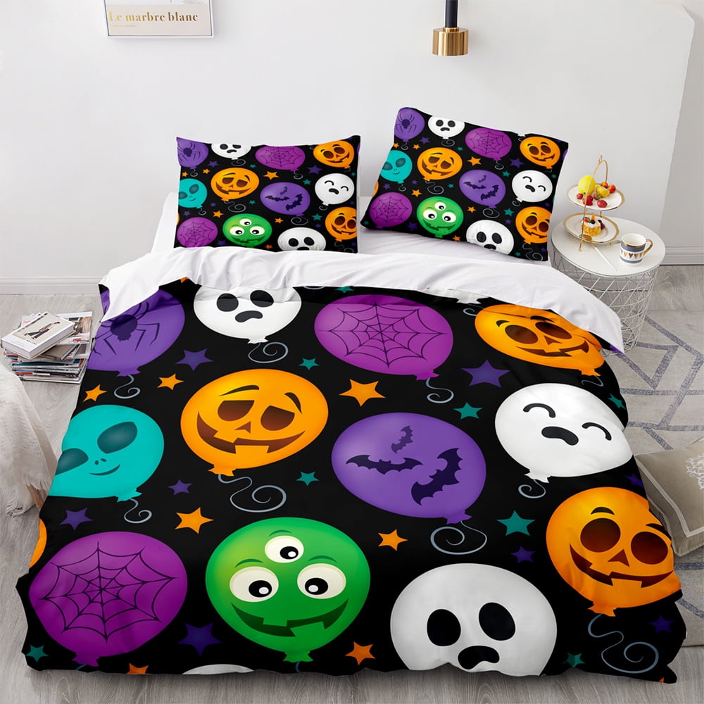 Pumpkin Bedding Set Twin Size,Halloween Duvet Cover for Women Men Kids