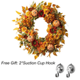 thumbnail image 1 of Pumpkin Berry Hydrangea Wreath-17.7" Fall Decor for Doors & Entryways Thanksgiving & Holiday Decoration Artificial Wreath with Maple Leaves, 1 of 8