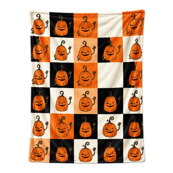 Pumpkin Blanket Cute Pumpkin Pattern, Autumn Harvest Decorative Flannel Throw Blanket for Couch Bedroom Home Decor 50x40