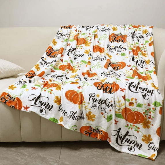 Pumpkin Blanket Fall Home Decor Throw Thanksgiving Soft Fall Blanket Polyester Fiber Cozy Lightweight Fuzzy Autumn for Couch Bed Sofa Decor, 60 x 50 Inch (Pumpkins)