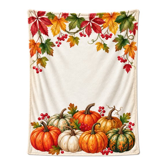 Pumpkin Blanket Flannel Autumn Pumpkin Design All Season Throw Plush Warm Soft Home Decor for Couch and Bed 50x40