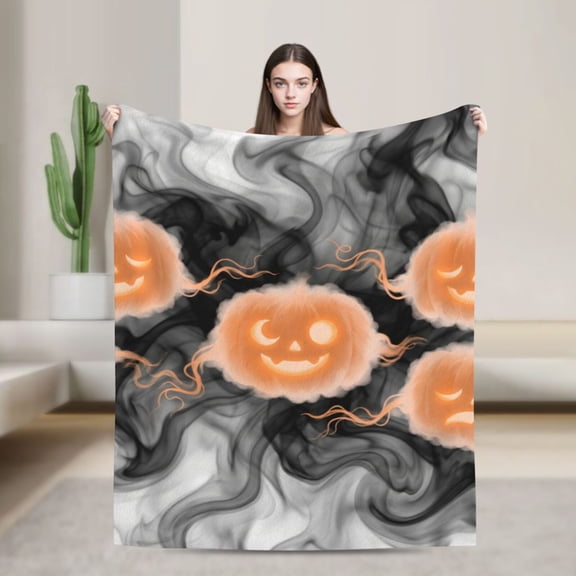 Pumpkin Blanket, Halloween Fall Theme Blanket, Cozy Decorative Throw Blanket for Sofa Couch Bed, Thanksgiving Home Decor Gift for Women Men 50x40