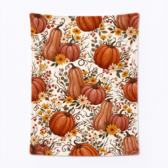 Pumpkin Blanket, Orange Thanksgiving Fall Pumpkin Blanket, Flannel Soft Warm Cozy Blanket for Sofa and Chair 50x40