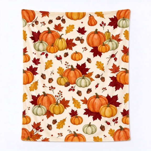 Pumpkin Blanket, Orange Thanksgiving Fall Pumpkin Blanket, Flannel Soft Warm Cozy Blanket for Sofa and Chair 50x40