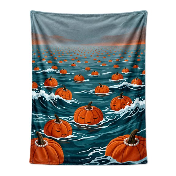 Pumpkin Blanket Thanksgiving Fall Theme, Pumpkin Design Flannel Blanket for Sofa Chair Home Decor 50x40