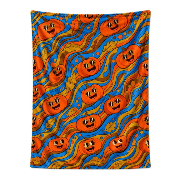 Pumpkin Blanket Thanksgiving Pumpkin Theme, Fall Flannel Throw Blanket for Couch Bed Decor 50x40