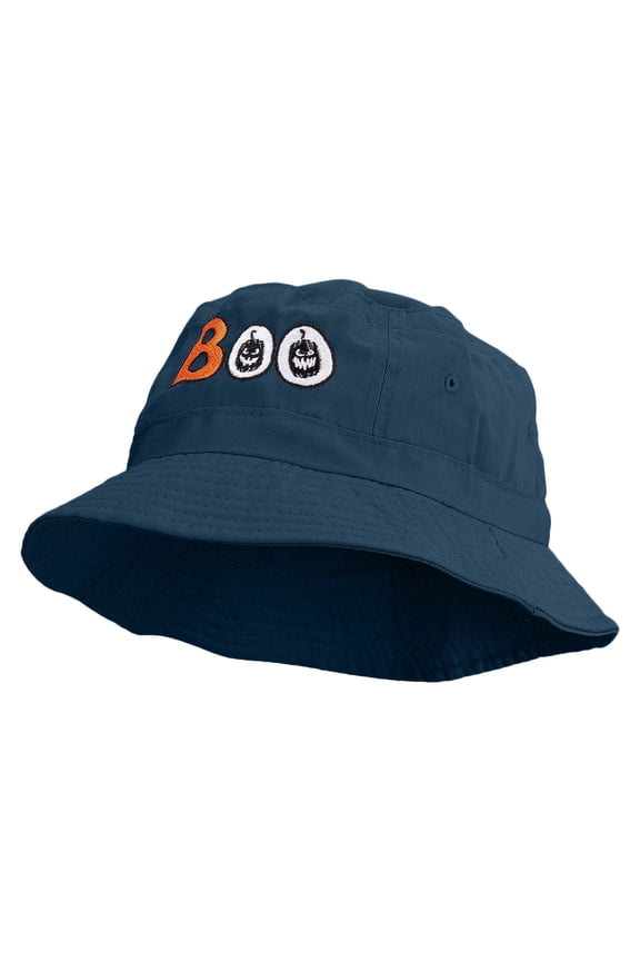 Pumpkin Boo Embroidered Bucket Hat - Denim OSFM