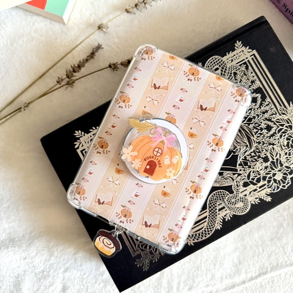 Pumpkin Bookstore Phone Grip, Autumn Ghost E-reader Accessory Holder, Bookish Gifts for Readers, Bookish Merch, Book Lover Gift